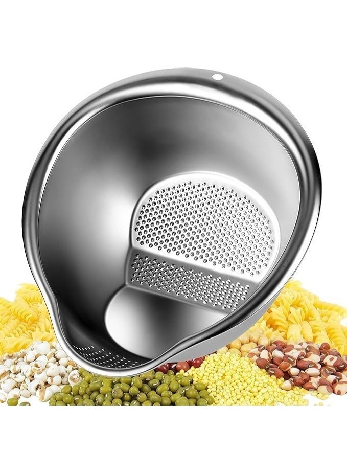 Premium Stainless Steel Rice Rinsing Colander – Heavy-Duty Rustproof Strainer for Washing Rice, Vegetables & Fruits, Everyday Kitchen Use, Silver - Image 1