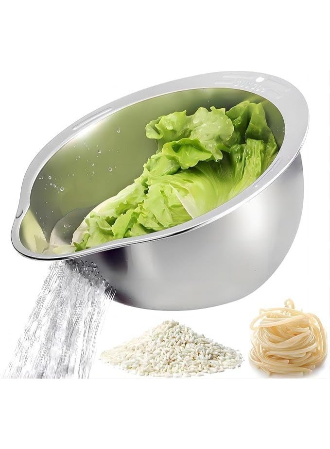 Premium Stainless Steel Rice Rinsing Colander – Heavy-Duty Rustproof Strainer for Washing Rice, Vegetables & Fruits, Everyday Kitchen Use, Silver - Image 3