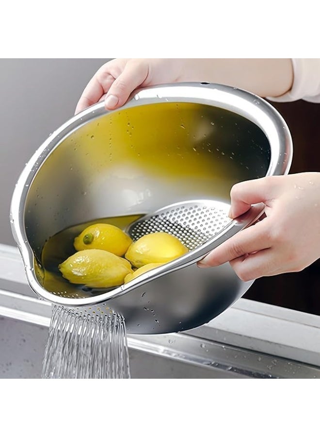 Premium Stainless Steel Rice Rinsing Colander – Heavy-Duty Rustproof Strainer for Washing Rice, Vegetables & Fruits, Everyday Kitchen Use, Silver - Image 4