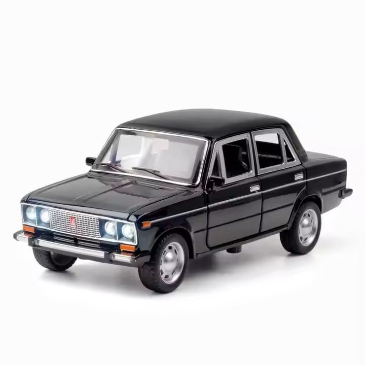 FEXXA 1:24 Scale Lada 2106 Die-Cast Metal Toy Model Car for Kids - Pull Back Mechanism, Birthday Gift for 3+ Year Old Boys, Black (Black) - Image 1