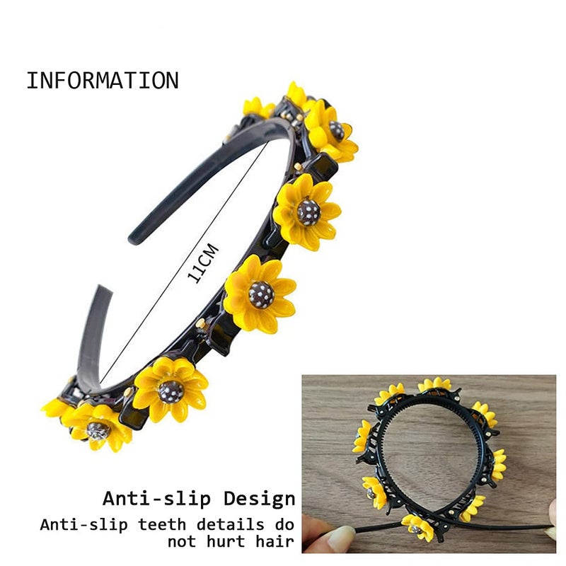 Aaiffey Hairpin, Sweet Princess Hairstyle Hairpin for Girl, Double Layer Headbands with Clips Twist Plait, 4 Pcs - Image 2