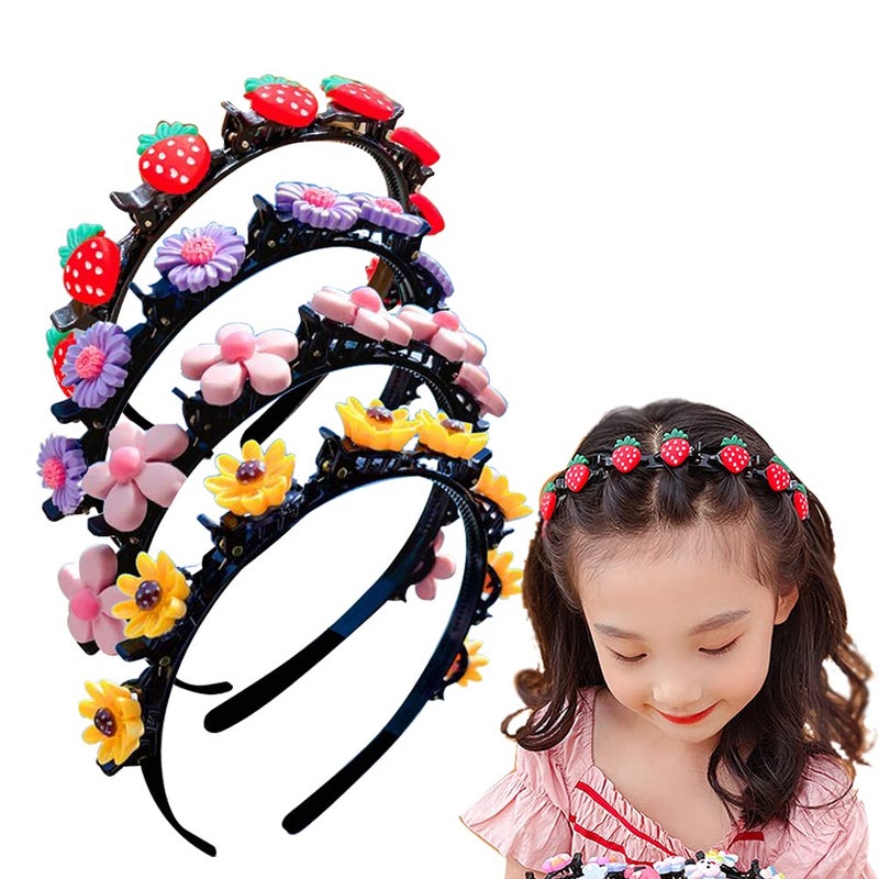 Aaiffey Hairpin, Sweet Princess Hairstyle Hairpin for Girl, Double Layer Headbands with Clips Twist Plait, 4 Pcs - Image 1