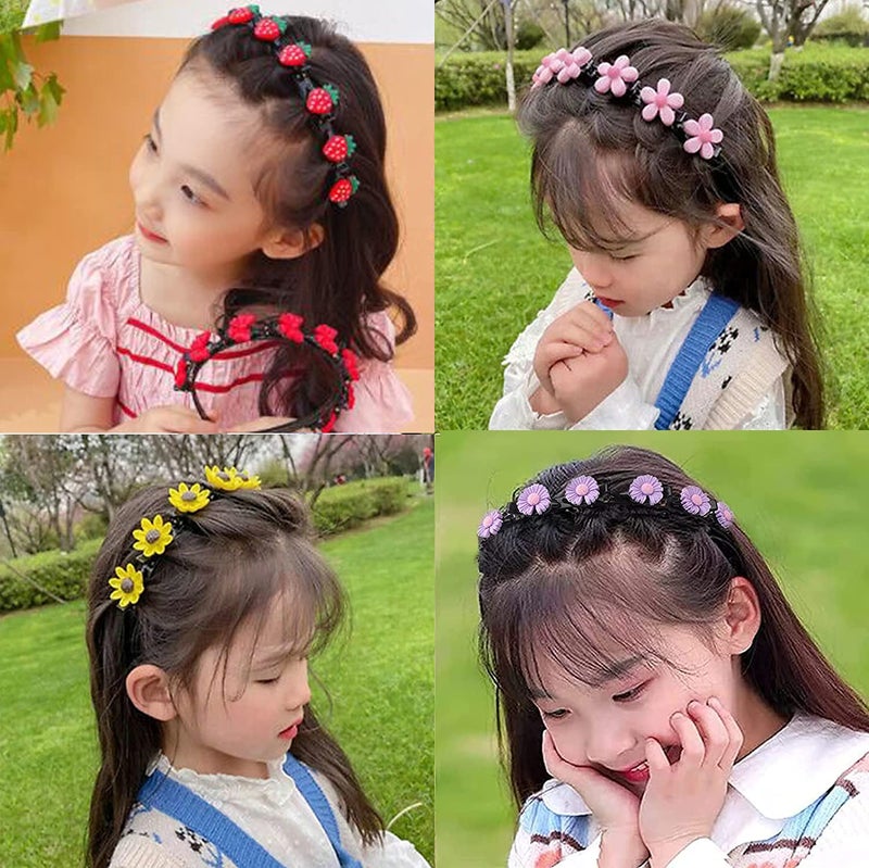 Aaiffey Hairpin, Sweet Princess Hairstyle Hairpin for Girl, Double Layer Headbands with Clips Twist Plait, 4 Pcs - Image 3