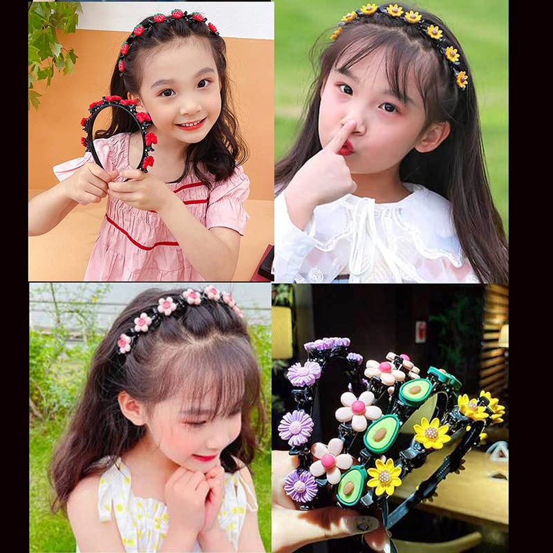 Aaiffey Hairpin, Sweet Princess Hairstyle Hairpin for Girl, Double Layer Headbands with Clips Twist Plait, 4 Pcs - Image 4