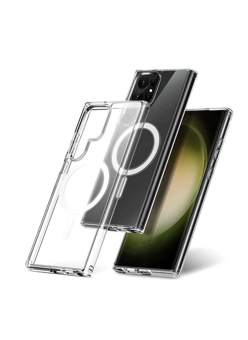 HEXABEX Magnetic Phone Case for Samsung Galaxy S23 Ultra Shockproof Clear Cell Phone Case Works with Wireless Charging Magsafe  - Image 1