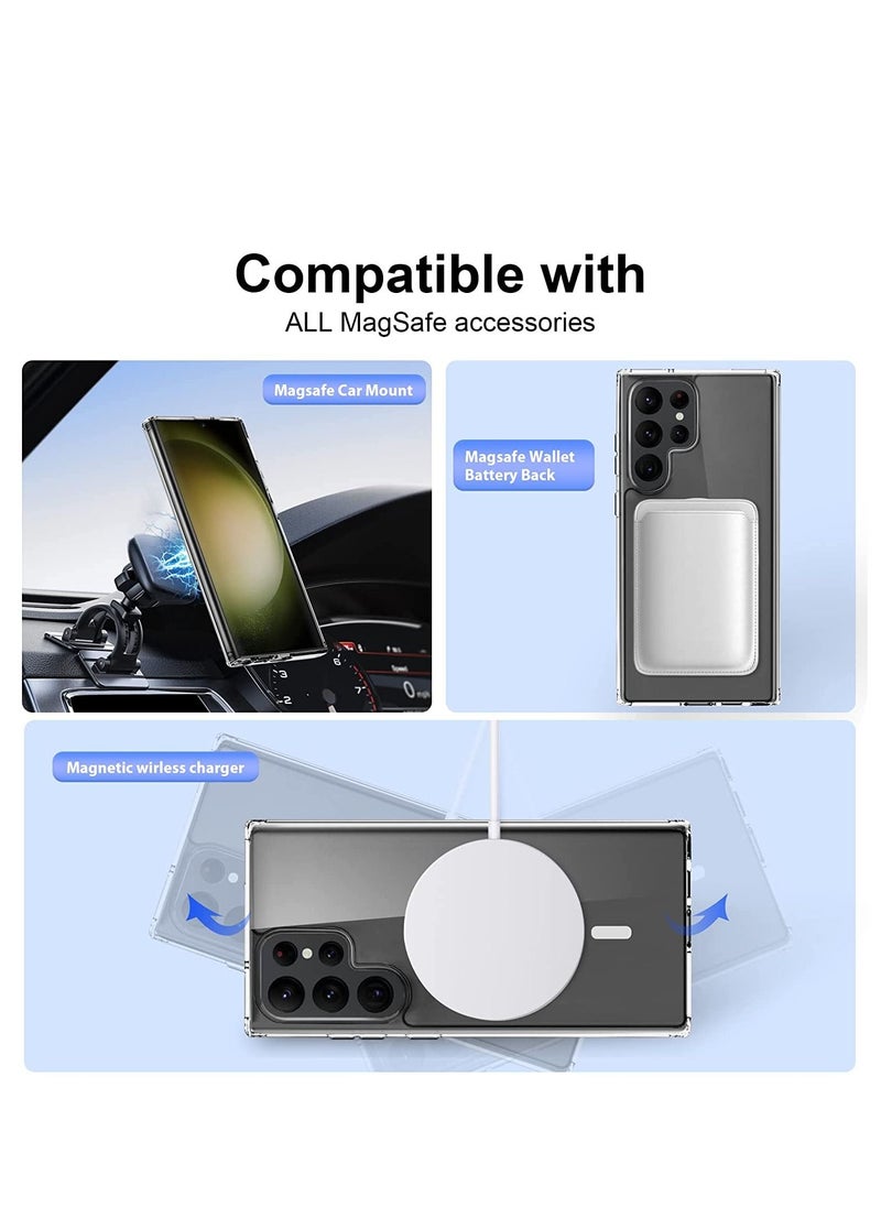HEXABEX Magnetic Phone Case for Samsung Galaxy S23 Ultra Shockproof Clear Cell Phone Case Works with Wireless Charging Magsafe  - Image 3