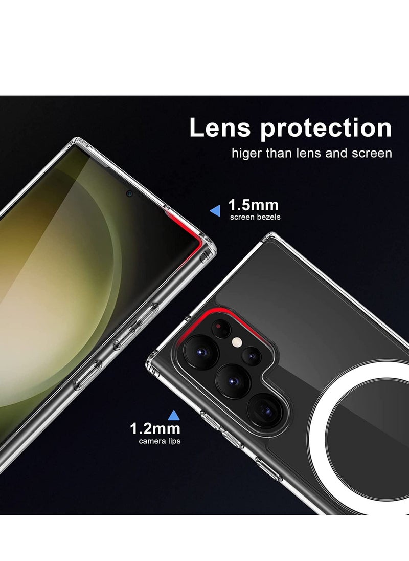 HEXABEX Magnetic Phone Case for Samsung Galaxy S23 Ultra Shockproof Clear Cell Phone Case Works with Wireless Charging Magsafe  - Image 5
