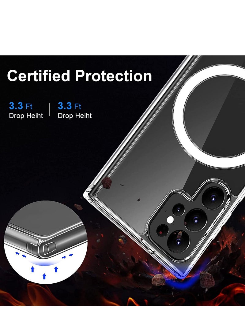 HEXABEX Magnetic Phone Case for Samsung Galaxy S23 Ultra Shockproof Clear Cell Phone Case Works with Wireless Charging Magsafe  - Image 4