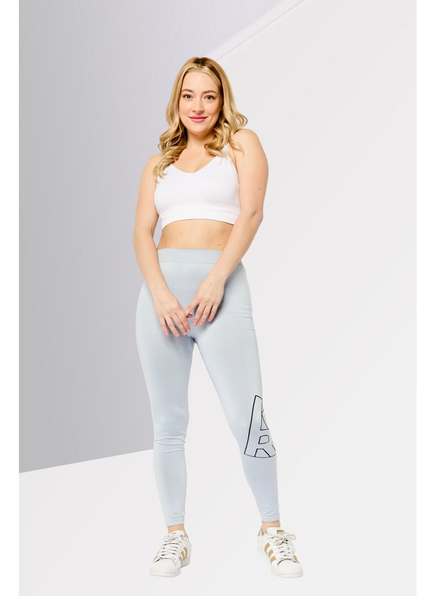 Karl Lagerfeld Women Brand Logo Plain Leggings, Ice Blue  - Image 2