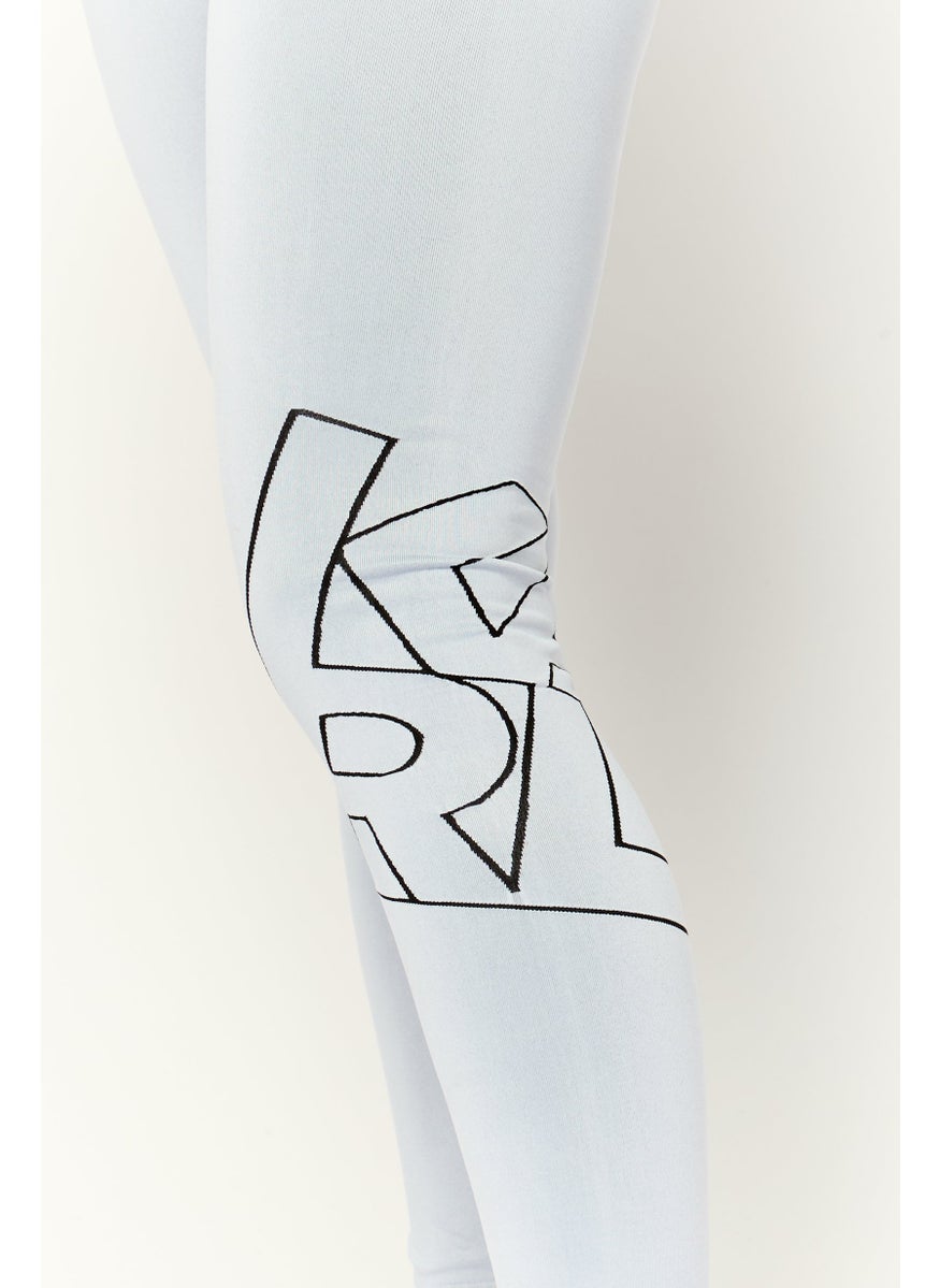 Karl Lagerfeld Women Brand Logo Plain Leggings, Ice Blue  - Image 3