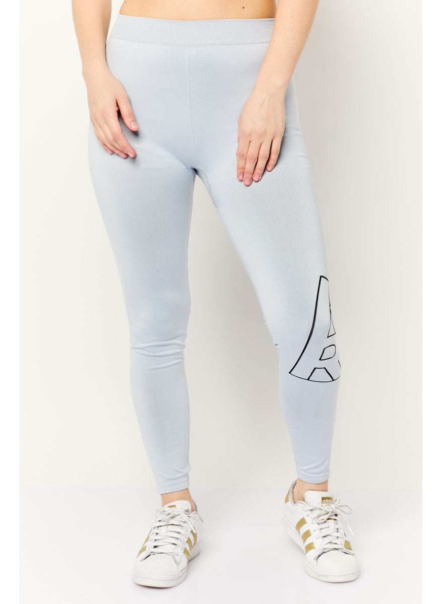 Karl Lagerfeld Women Brand Logo Plain Leggings, Ice Blue  - Image 1
