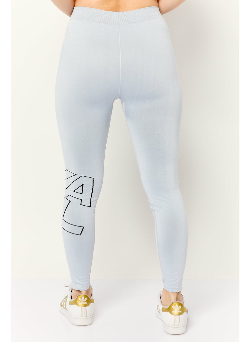 Karl Lagerfeld Women Brand Logo Plain Leggings, Ice Blue  - Image 4