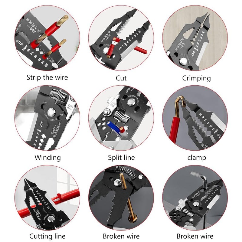ZMOXY MultiPurpose Wire Stripper Tool High Performance Cable Crimping Tool Heavy Duty Wire Cutter for Electrician 28 IN 1 - Image 4