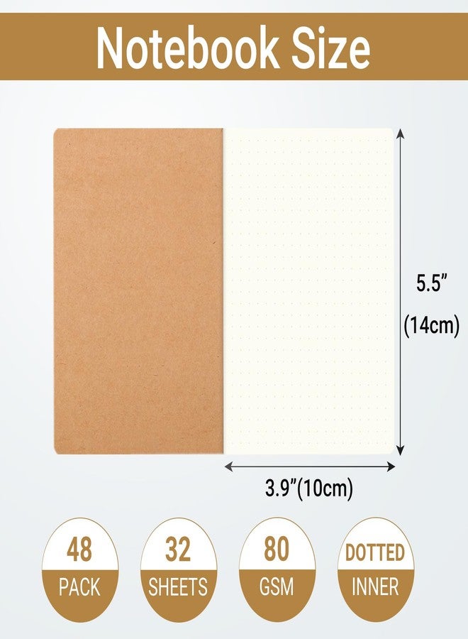 zmybcpack 48 Pack A6 Dot Grid Paper Notebook, Small Dot Grid Journal Notebook, Pocket Dot Grid Subject Notebooks Wire-Bound with Kraft Cover, 30 Sheets / 60 Dot Grid Pages - Image 2
