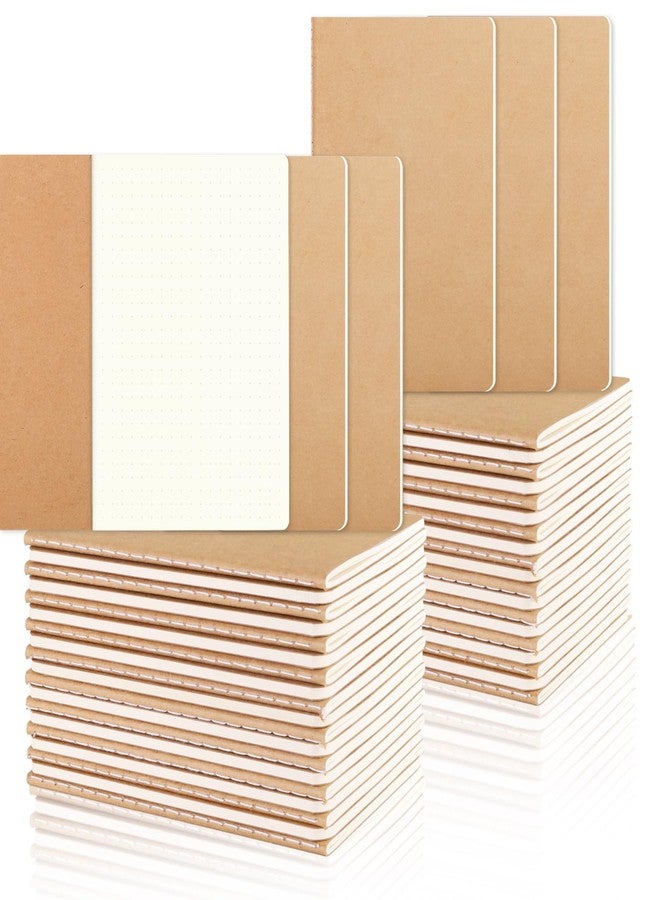 zmybcpack 48 Pack A6 Dot Grid Paper Notebook, Small Dot Grid Journal Notebook, Pocket Dot Grid Subject Notebooks Wire-Bound with Kraft Cover, 30 Sheets / 60 Dot Grid Pages - Image 1
