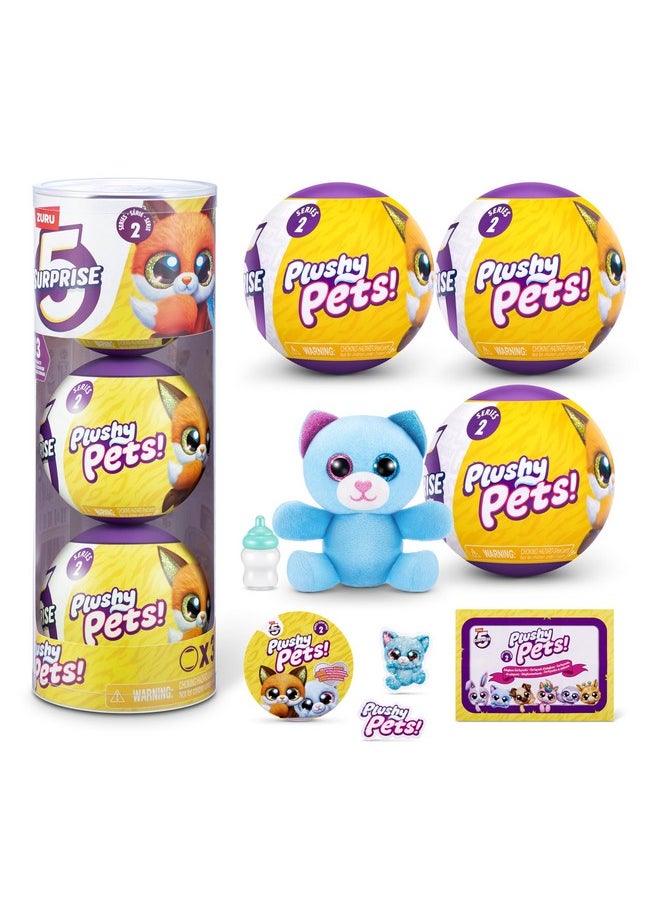 5 Surprise 5 Surprise Plushy Pets Series 2 (3 Pack) by ZURU, Collectible Mystery Capsule, Plushy, Pet Adoption, Toy for Girls, Kids, Teens  - Image 1