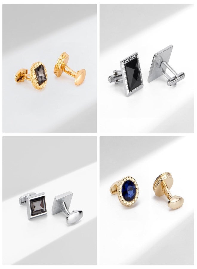 Wynameleri Cufflinks Set of 4 with Rhinestones Gold-plated in Gift Box Stylish Design - Image 2