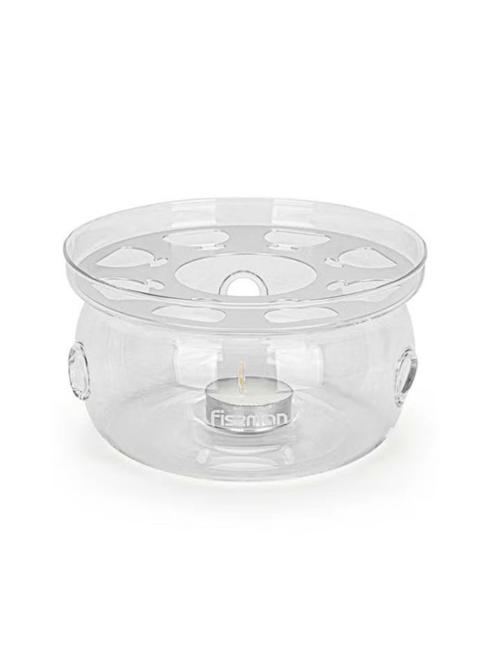 Fissman - Tea Pot Warmer With Candle Heat Resistant Glass Clear 15x8cm - Image 1