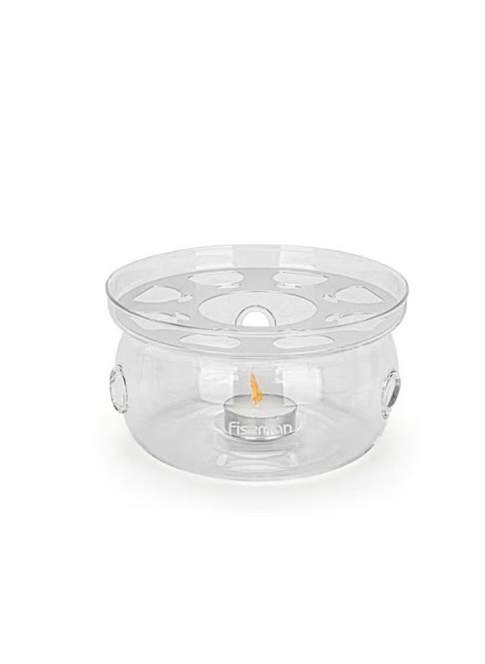 Fissman - Tea Pot Warmer With Candle Heat Resistant Glass Clear 15x8cm - Image 1