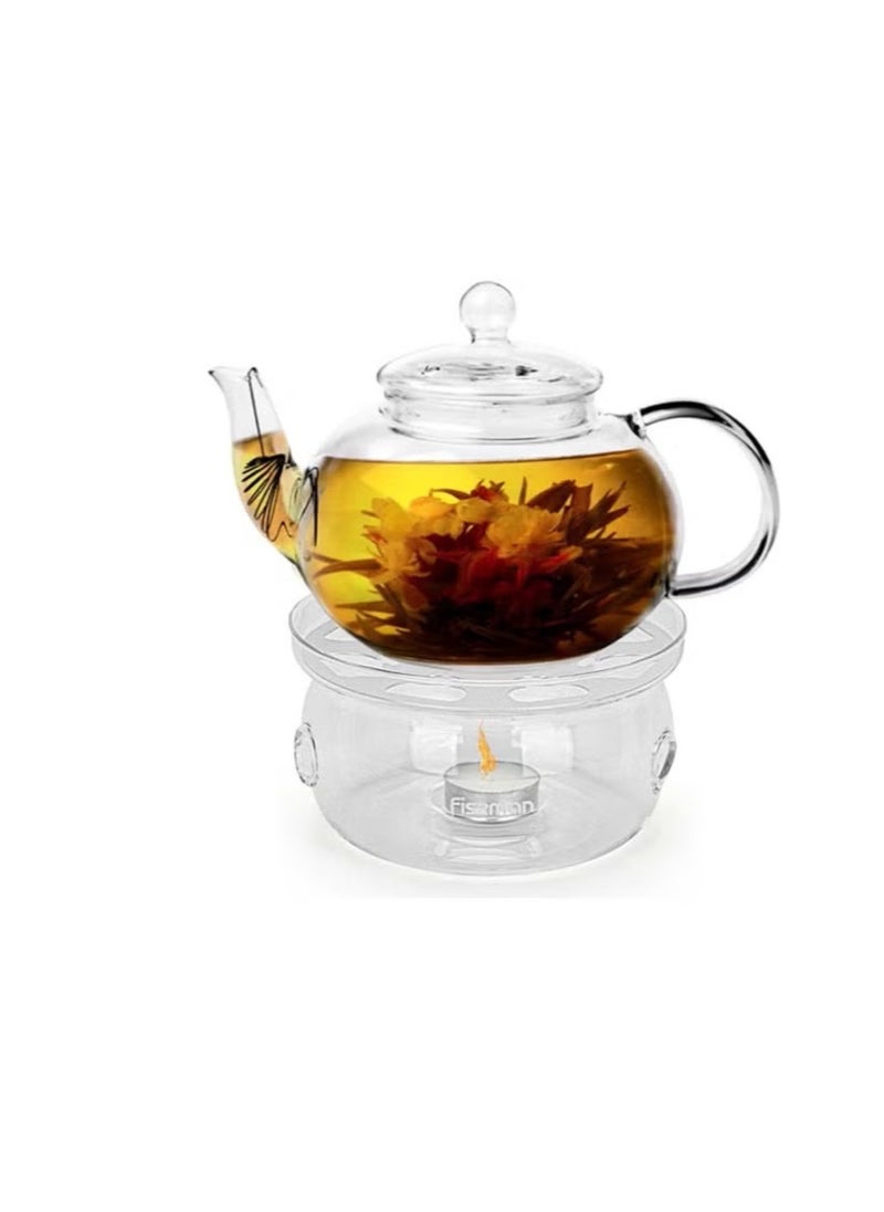 Fissman - Tea Pot Warmer With Candle Heat Resistant Glass Clear 15x8cm - Image 1