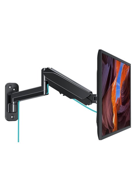 Single Monitor Wall Mount Stand Bracket for 13-32 inch Flat/Curved Computer Screens Height Adjustable Gas Spring Full Motion Wall Monitor Arms Mount Holds Up to 17.6lbs and VESA 75x75/100x100mm