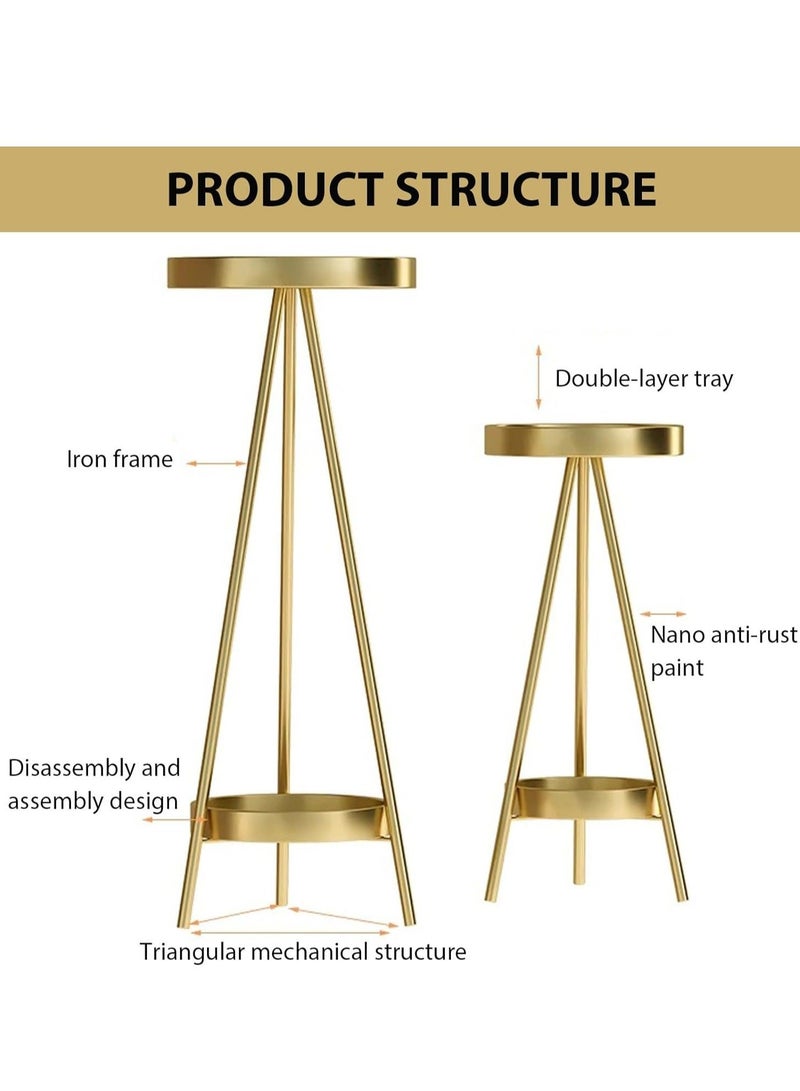 WALALLA 1-Piece 2-Tier Tall Metal Plant Stand Indoor Outdoor Flower Pot Stand Rustproof Iron Flower Pot Holder Shelf Nordic Creative Round Plant Display Rack For Patio Corner Balcony - Image 4