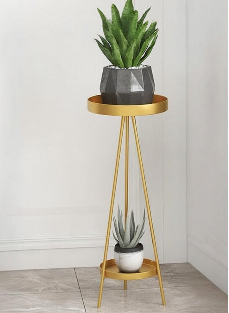 WALALLA 1-Piece 2-Tier Tall Metal Plant Stand Indoor Outdoor Flower Pot Stand Rustproof Iron Flower Pot Holder Shelf Nordic Creative Round Plant Display Rack For Patio Corner Balcony - Image 1