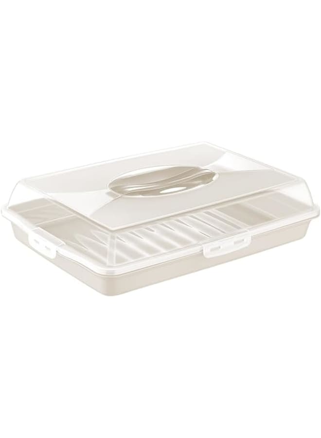 حافظة كيك وكب كيك محمولة كبيرة مستطيلة الشكل بآلية قفل، صندوق تخزين وحمل بلاستيك متين.