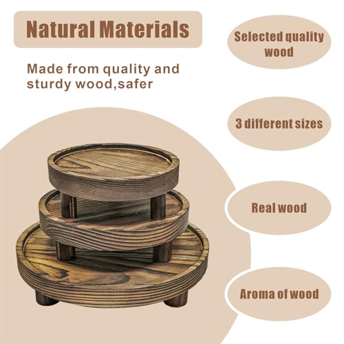 QZV 6 PCS 5/6/8 Inch Wooden Risers for Display Wood Pedestal Stand Round Mini Tray Stand Rustic Riser Tray Tiered Tray Decor for Party, Wedding, Birthday, Baby Shower,Home Décor - Image 3