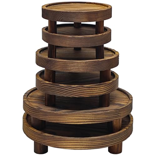 QZV 6 PCS 5/6/8 Inch Wooden Risers for Display Wood Pedestal Stand Round Mini Tray Stand Rustic Riser Tray Tiered Tray Decor for Party, Wedding, Birthday, Baby Shower,Home Décor - Image 1