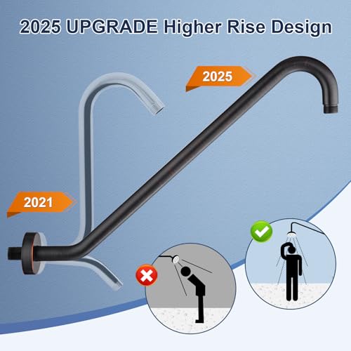 Uvish 17" Shower Head Riser Pipe, Stainless Steel High Rise Long Neck Shower Head Arm Extender for Rain Shower Head, Standard 1/2" Connection, Oil Rubbed Bronze - Image 4