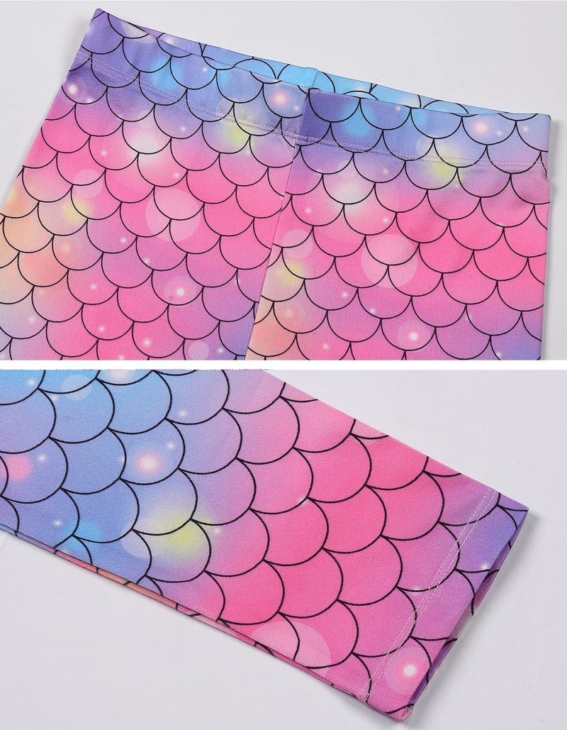 Quedoris Girls 3-Pack Printed Leggings Gradient Mermaid Blue Pink 130Y - Image 5