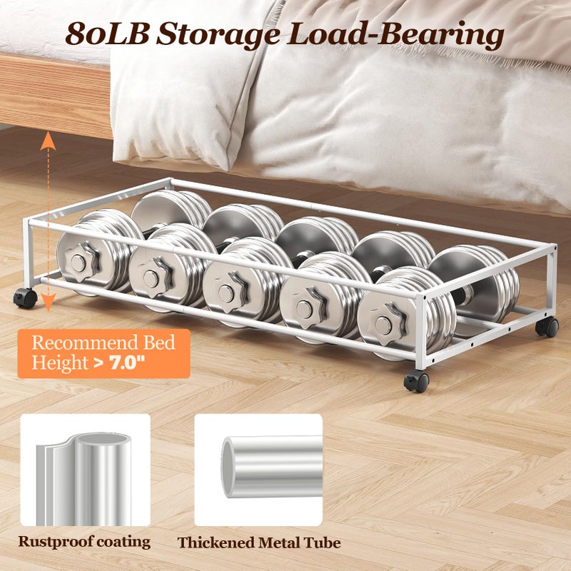 Yecaye Under Bed Storage with Wheels 2Pack, 70L Larger Capacity Under Bed Storage Containers, Underbed Shoe Storage Organizer, Rolling Under Bed Metal Drawers for Clothes, Blankets(35.5 x 17 x 6.7in) - Image 5