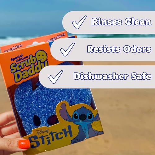 Scrub Daddy Disney Stitch Dish Sponge Twin Pack, Smiley Face Sponges for Cleaning & Washing Up - Kitchen Non Scratch Scourers with FlexTexture Firm & Soft Scrubbing, Dishwashing Scrubber - Image 3