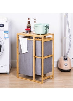 XiuWoo Bamboo Laundry Basket Organizer Removable Laundry Hamper ,Dirty Clothes Hamper for Bathroom Bedroom,College Dorm Room Hamper  - Image 2