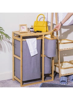 XiuWoo Bamboo Laundry Basket Organizer Removable Laundry Hamper ,Dirty Clothes Hamper for Bathroom Bedroom,College Dorm Room Hamper  - Image 3