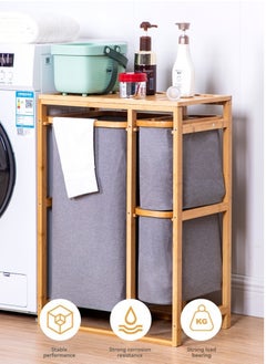 XiuWoo Bamboo Laundry Basket Organizer Removable Laundry Hamper ,Dirty Clothes Hamper for Bathroom Bedroom,College Dorm Room Hamper  - Image 4