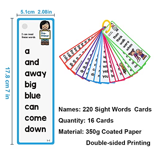 Lachilly 220 Sight Words Flashcards High Frequency 220 Words Beginning Reading Kindergarten to 1st Grade ESL Teaching Materials Autism Learning Materials Vocabulary Building - Image 5