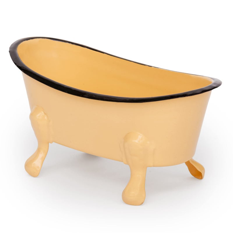 Rustic Enamel 1 Piece 55 Metal Clawfoot Mini Bathtub Soap Dish Mini Bath Tub Decoration Clawfoot Tub Soap Caddy Lemon