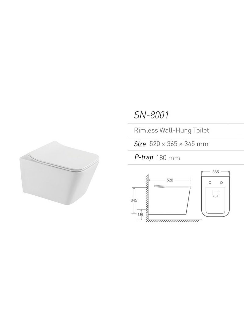 Rimless Wall Hung Square Western Toilet Ceramic High Quality - Image 2