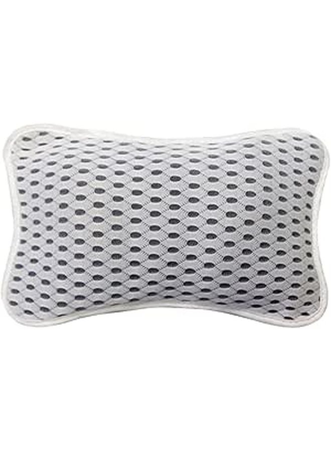White Bath Pillow with Suction Cups Neck Back Support Non Slip Spa Bathtub Cushion - Image 1