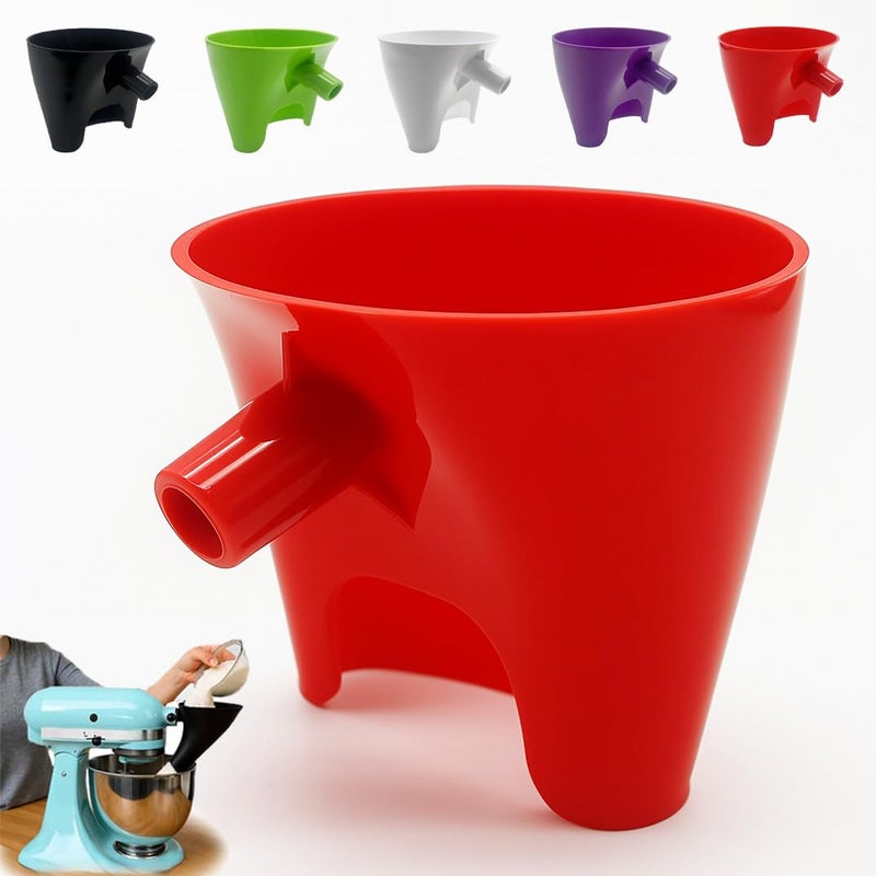 NOBALLS Flour Funnel for Kitchen Aid Mixer, Easy Pour No-Mess Attachment, Anti-Splash Accessory, Fits Tilt-Head 4.5–5 Qt (KSM150), Durable Dishwasher-Safe Baking Tool (Red) - Image 1