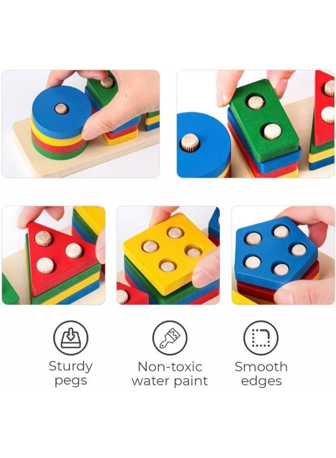 Montessori Wooden Sorting & Stacking Educational Toy - Image 3