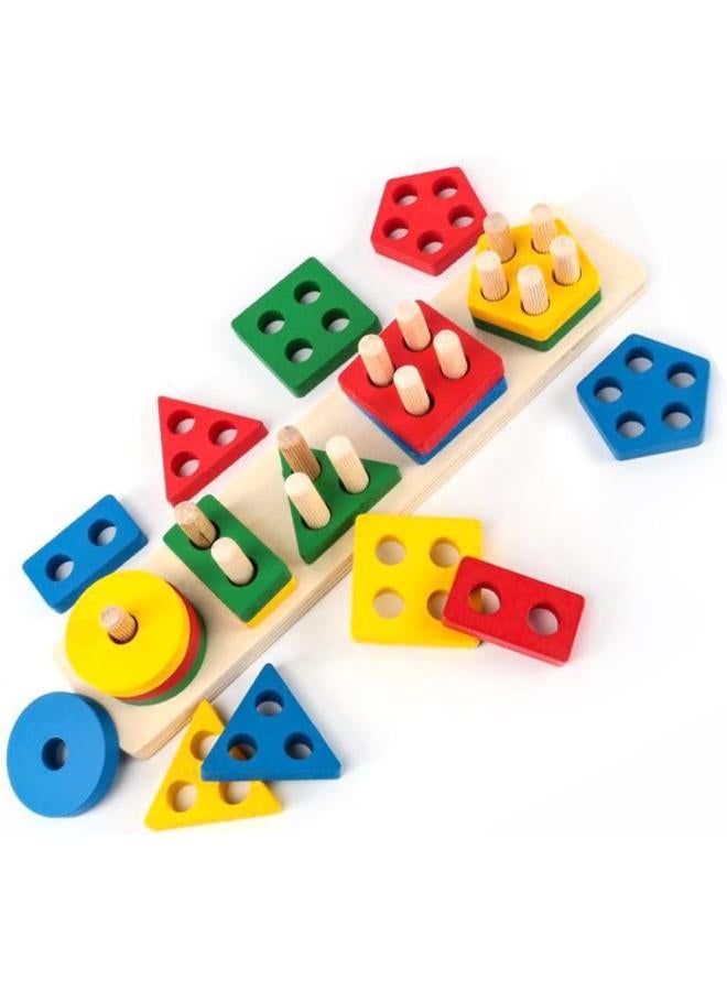 Montessori Wooden Sorting & Stacking Educational Toy - Image 1