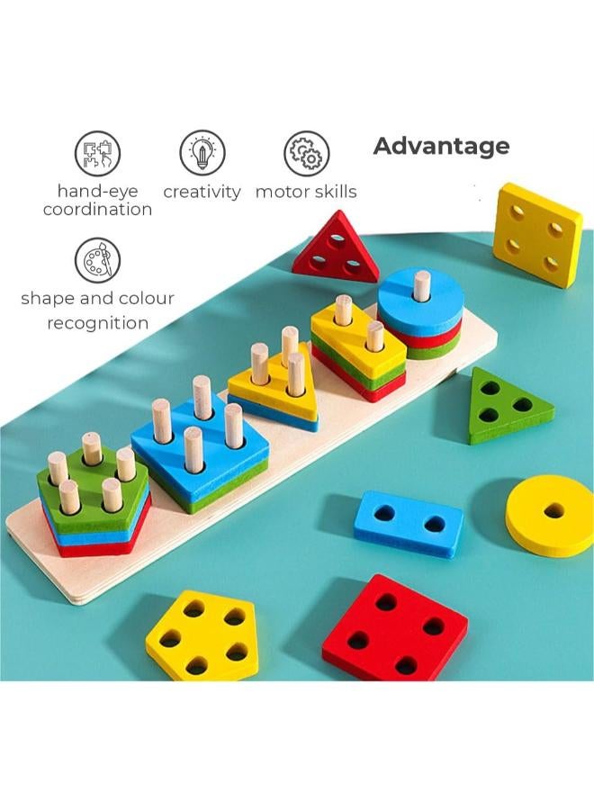 Montessori Wooden Sorting & Stacking Educational Toy - Image 2