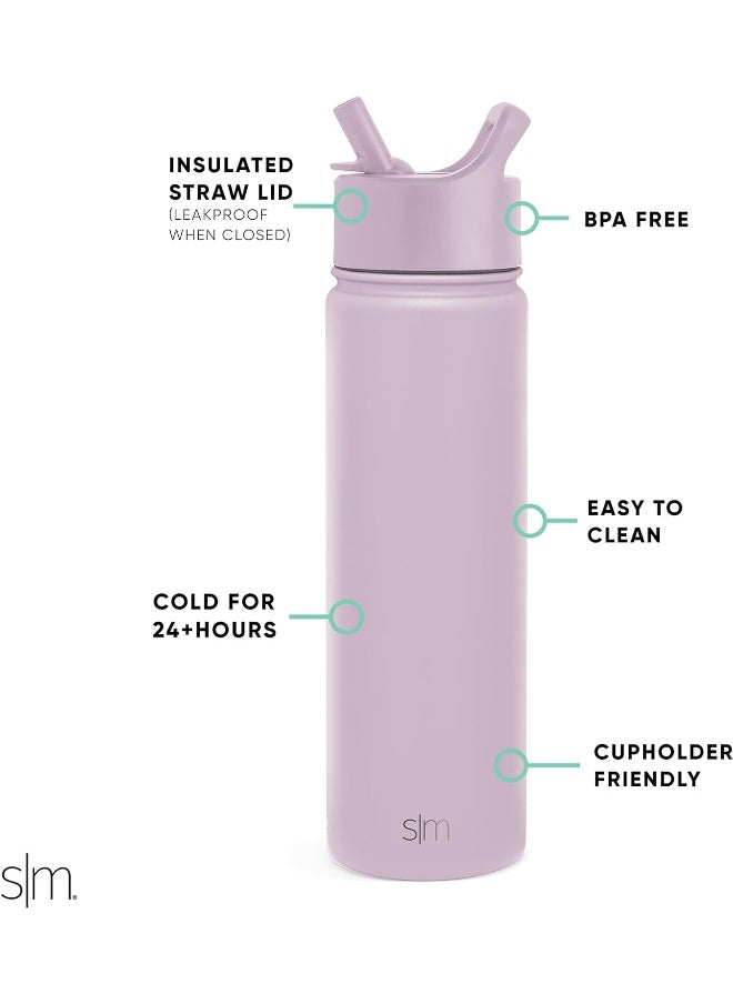 Water Bottle With Straw Lid Vacuum Insulated Stainless Steel Metal Thermos Bottles | Reusable Leak Proof Bpa-Free Flask For Gym, Travel, Sports | Summit Collection | 22Oz, Lavender Mist - pzsku/Z594D869DC5189D588E7CZ/45/_/1722068660/4f53ef2d-e9ee-4b9b-90ec-b96dabc3b944