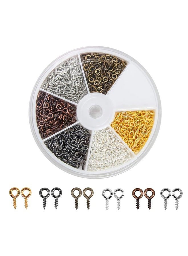Coolrunner 6 Colors 600-1200Pcs Small Screw Eye Pins, Eye pins Hooks, Eyelets Screw Threaded Silver Clasps Hooks Eye Screws for Jewelry Making (600) - Image 1