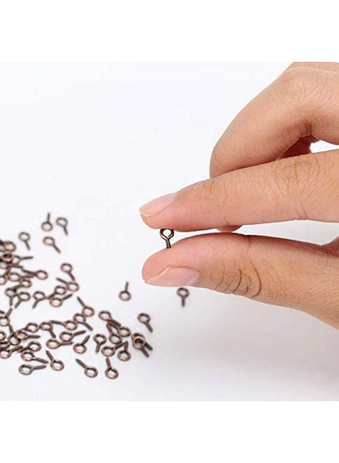 Coolrunner 6 Colors 600-1200Pcs Small Screw Eye Pins, Eye pins Hooks, Eyelets Screw Threaded Silver Clasps Hooks Eye Screws for Jewelry Making (600) - Image 5