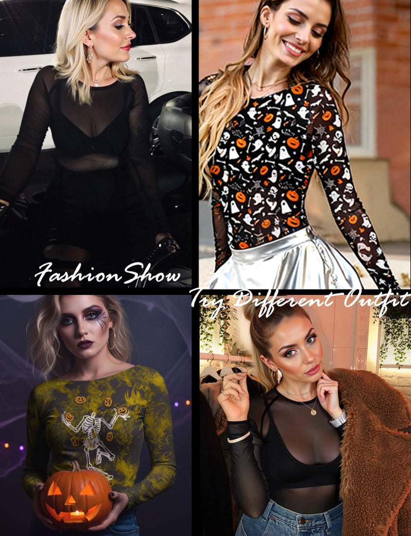 Buauty Black Sheer Tops for Women,Mesh Fishnet Tops Plus Size,Stylish and Sensational Mesh Blouses for Fashion-Forward Ladies - Image 5