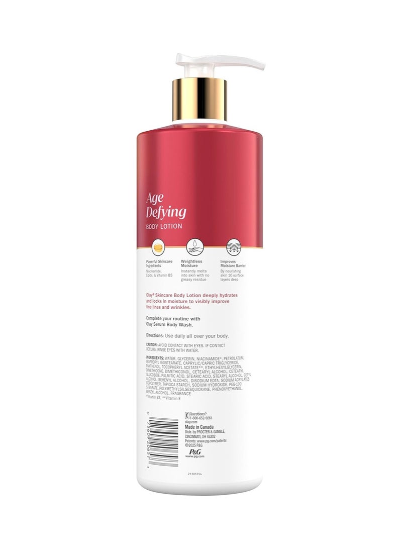 Olay Body Lotion Age Defying with Niacinamide Serum 17 fl oz, 502ml, Visibly Reduce Signs of Skin Aging, 24hr Moisture & Hydration, Fast Absorbing Formula, Vitamin B3 Complex, For All Skin Types - Image 2